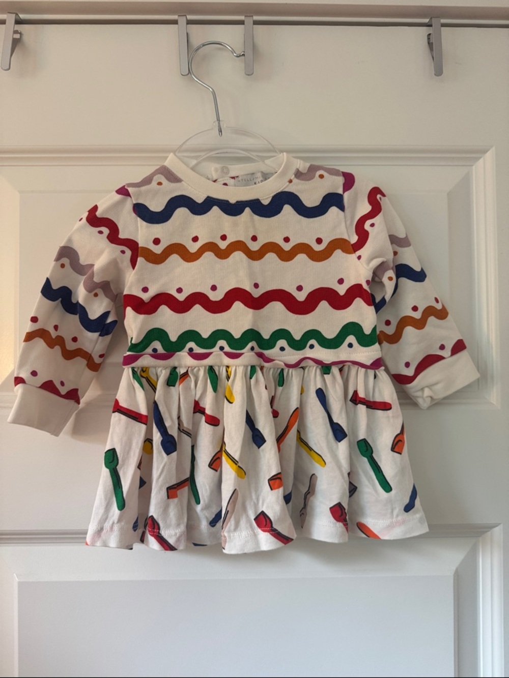 Stella Mcartney Kids, baby 3 months, Wavy Stripe Spoon Print Dress